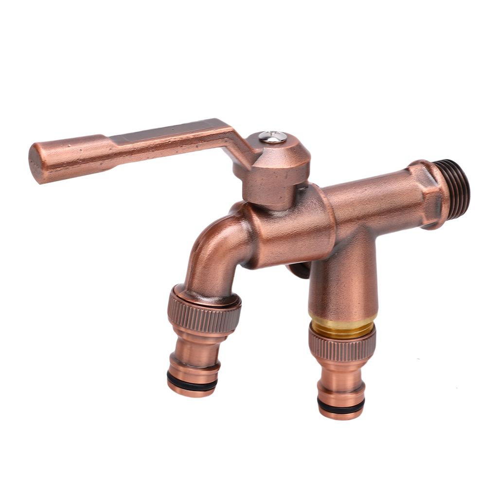 Outside Water Faucet Brass High Temperature Resist 1 In 2 Out Outdoor Wall Mounted Garden Double Faucet for Family