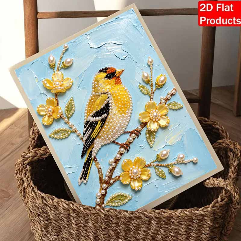 Frameless DIY Pearl Bead Painting Kit Songbird Pattern Creative Relaxing Craft Canvas Home Decor Adult Gift