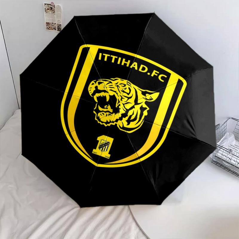 1 PC Automatic Folding Umbrella - Alittihad Club Pattern Portable Foldable Design With 8 Ribs Christmas Birthday Gifts