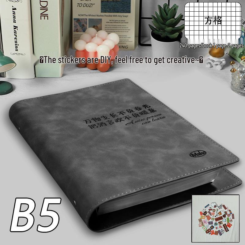 Notizbuch im Ins-Stil aus weichem Leder: B5 & A5 Leerer Tagesplaner für Schüler