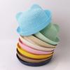 Summer Children Straw Hats For Boy Girl Cute Ears Kids Baby Panama Shades Beach Hat Unisex Breathable Dome Brim Rolled Sun Caps