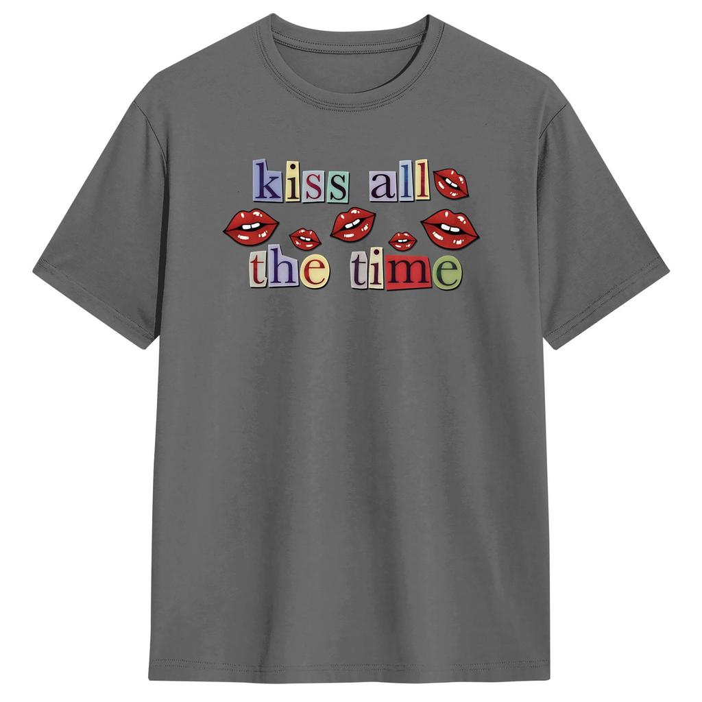 Creative Harrys Styles Kiss All The Time TShirts for Men Round Collar 100 Cotton T Shirts Short Sleeve Tees Printing Clothes