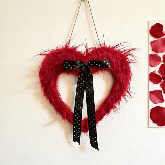 Valentinstag Türbanner mit Herzgirlande Festliche Wandbehang-Dekoration für Party Zuhause Fenster Dekokranz für Indoor-Feiertagsfeier