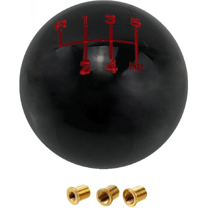 

RYANSTAR RACING Weighted Aluminum Shift Knob 200g, Black/Red Inlay 6 Speed Manual Gear Shifter Ball, Classic 3/8-16 Thread Compatible with Hurst Universal black