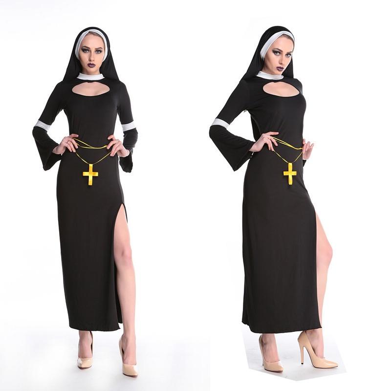 Women's Sexy Nun Fancy Dress Adult Halloween Costume For Memorable Cosplay Parties
