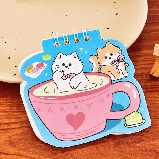 Katzen Mini Spiralnotizbücher 3,6 x 3,8 Zoll Obere Spiralbindung Notizblöcke, Cartoon 50 Seiten Notizbücher, Kawaii Notizbuch Schreibwaren für Notizen & Geschenke