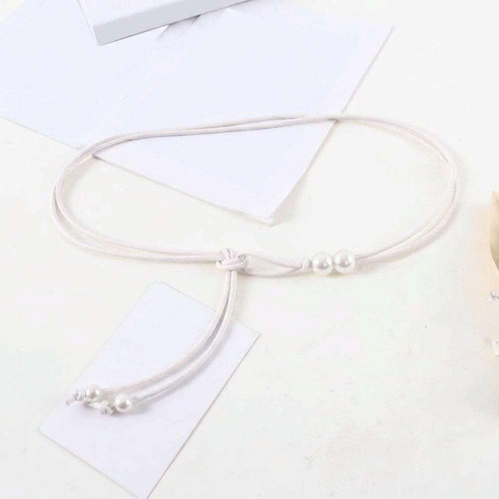 Schmale Seil-Taillenkette Perlen Dünner Gürtel Modisches Leder-Taillenband Jacken