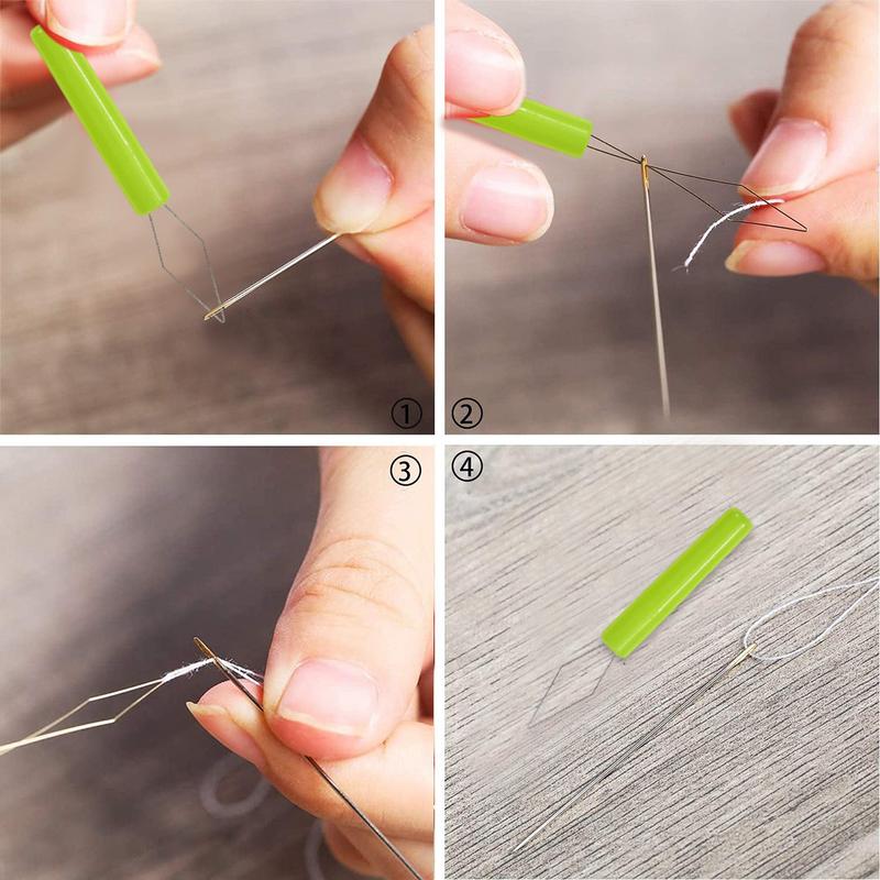 3pcs Threader With Cover Automatic Threading Colorful Plastic Needle Changer Needle Threading Device Household Sewing Tools
