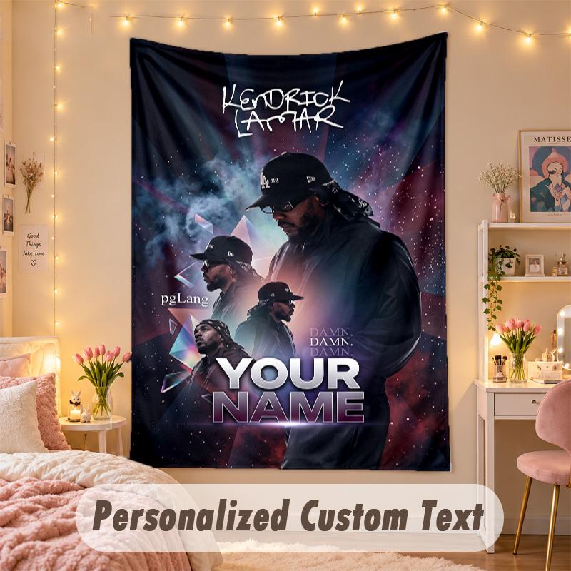 Custom Personalized Tapestry,Kendrick Lamar Print Custom Name Text Wall Art Hanging for Bedroom