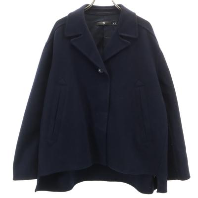 Wool Blend Double Face Shirt Jacket M Navy Women Used