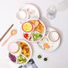 8.4 Inch Ceramic Dividing Plates Household Japanese New High Aesthetic Cartoon Print Dining Tableware Weight Loss Creative Dish