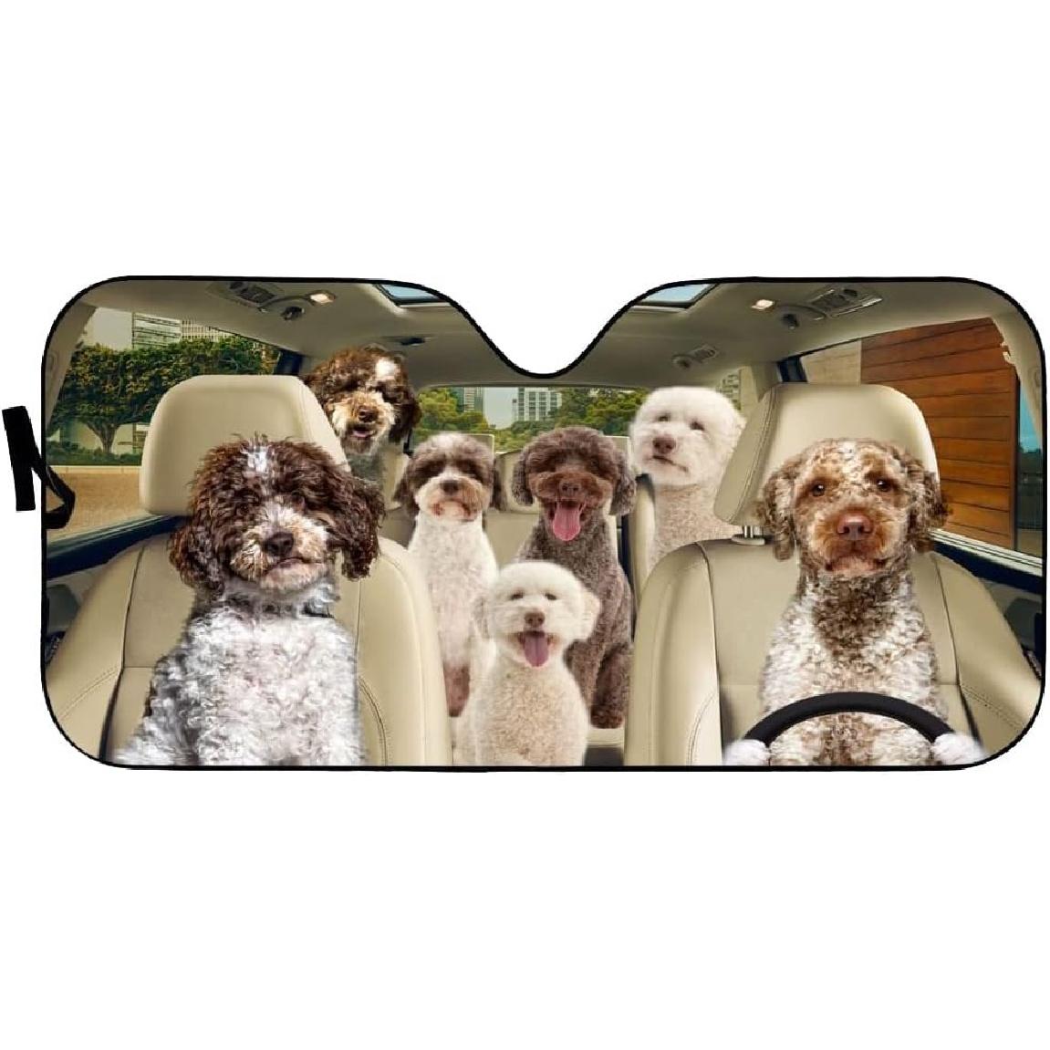 

Windshield Sun Shade Lagotto Romagnolo Car Sunscreen Shade Blocks Heat and Sun Protect Car Interior for Most Sedans SUV Truck Automotive 51x28in 51 x 28