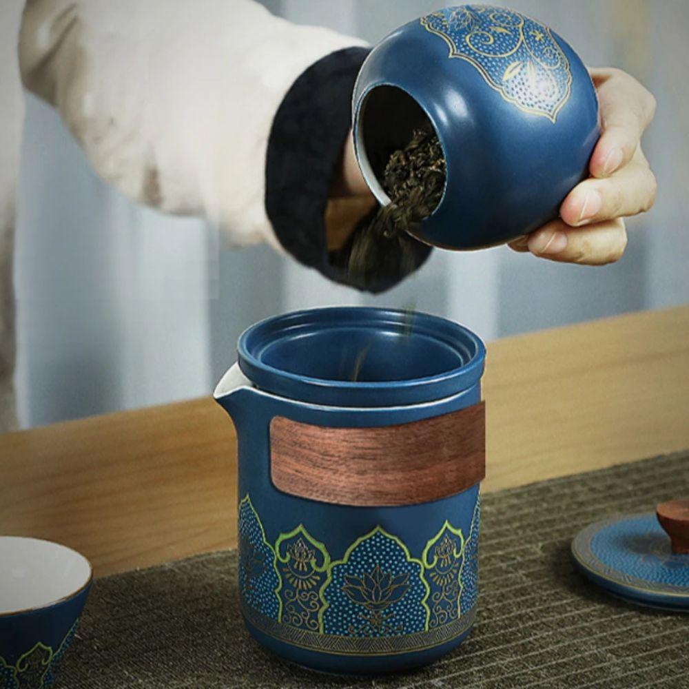 With Handle Travel Tea Set Cerc Material Chinese Congou Tea Set Tea Making Equipment  Gift Giving