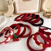 Vintage Red Womens Headband Woolen Velvet Hair Band Headwear Girl Wide Side Sponge Hair Hoop Christmas New Year Hair Accessories