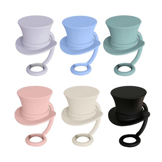 4Pcs Straw Cover Cute Hat Silicone Straw Toppers Dustproof Splashproof Straw Lid Water Bottle Accessory