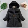 Girls Winter Thick Long Jackets Fleece Lining Plush Hooded Parkas Children Faux Fur Collar Outerwear