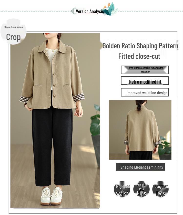 Plus Size Spring/Autumn Loose Casual Jacket for Middle-Aged Women