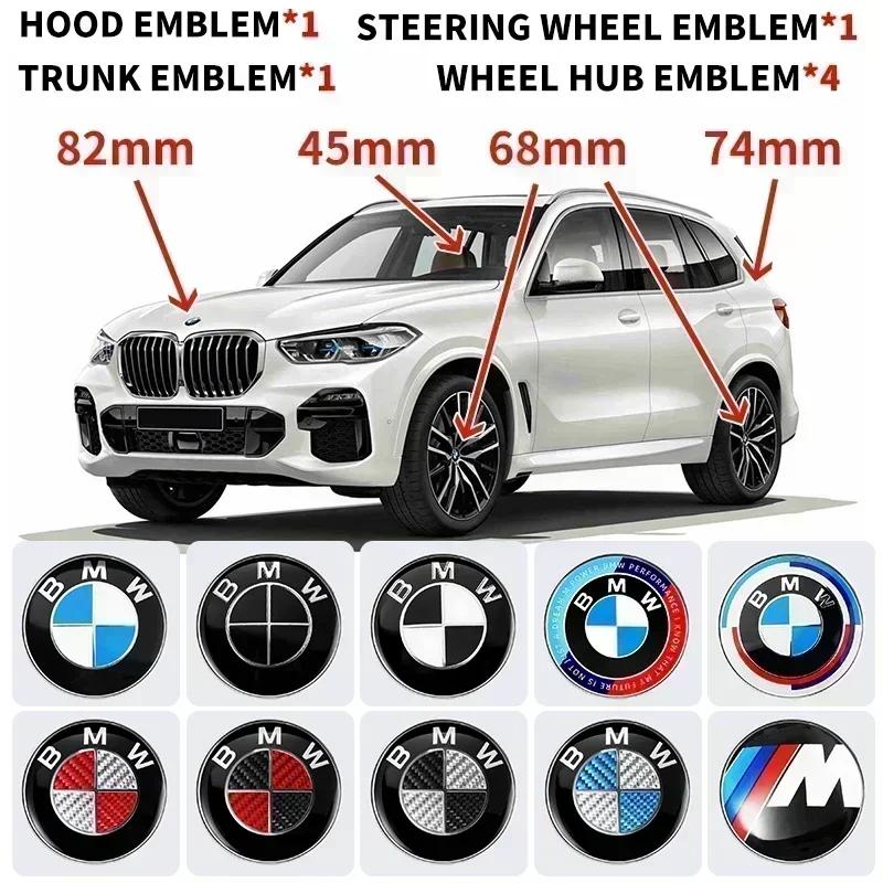 For BMW 5SF1117pcs 45mm 68mm 74mm 82mm Car Logo Front Hood Emblem rear boot badge for BMW E32 E43 E52 E53 E63 E64 E93 E94 E87 F10 F20 F30