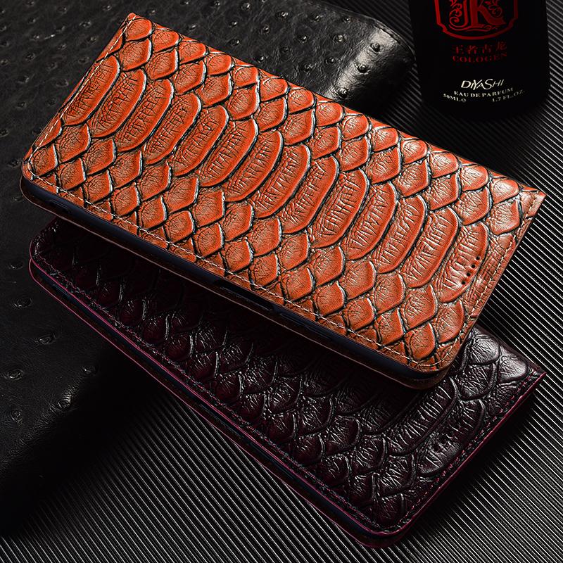 Python Genuine Leather Flip Case for Samsung Galaxy S10 S10E S20 S21 S22 S23 S24 S25 Note 8 9 10 20 Plus FE Ultra Cover Cases