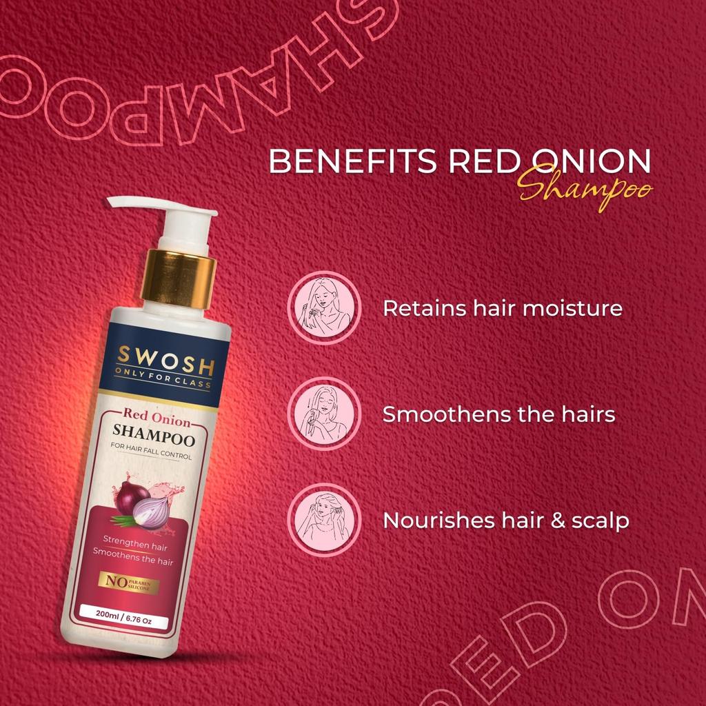 Red Onion Shampoo (200 Ml), Red Onion Shampoo, Swosh