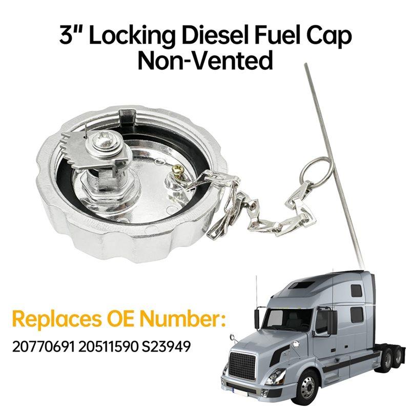 For Volvo VN VNL Series& Mack Truck Compatible 3" Diesel Fuel Cap Locking Mechanism- Part Numbers 20770691 20511590 Accessories