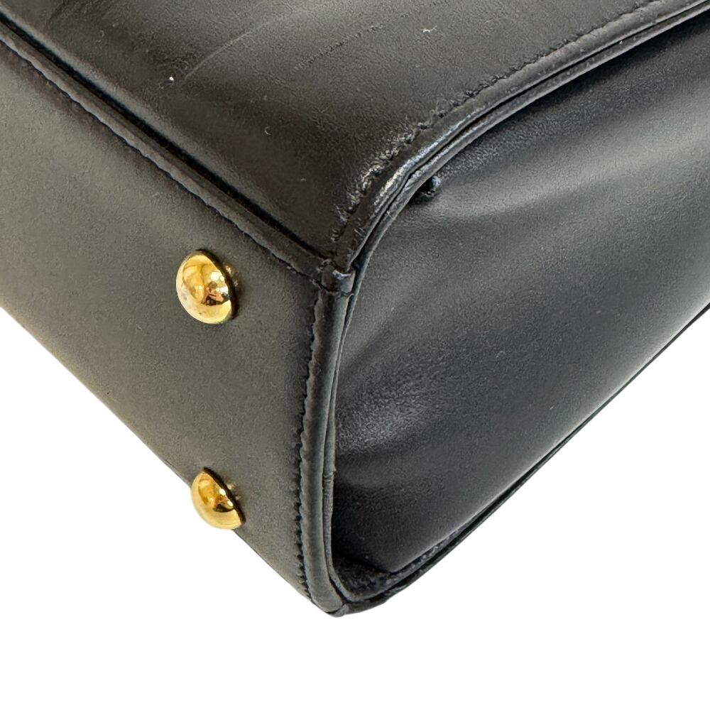 Givenchy Handbag with Logo Button and Top Handle Leather Handbag Black Leather Women Used