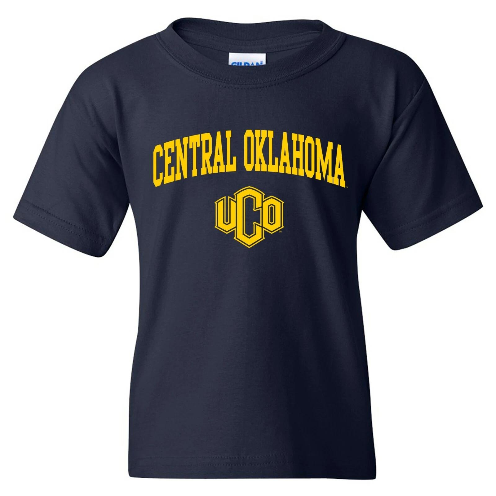 Central Oklahoma Bronchos Arch Logo Licensed Unisex Youth T-Shirt - Navy M
