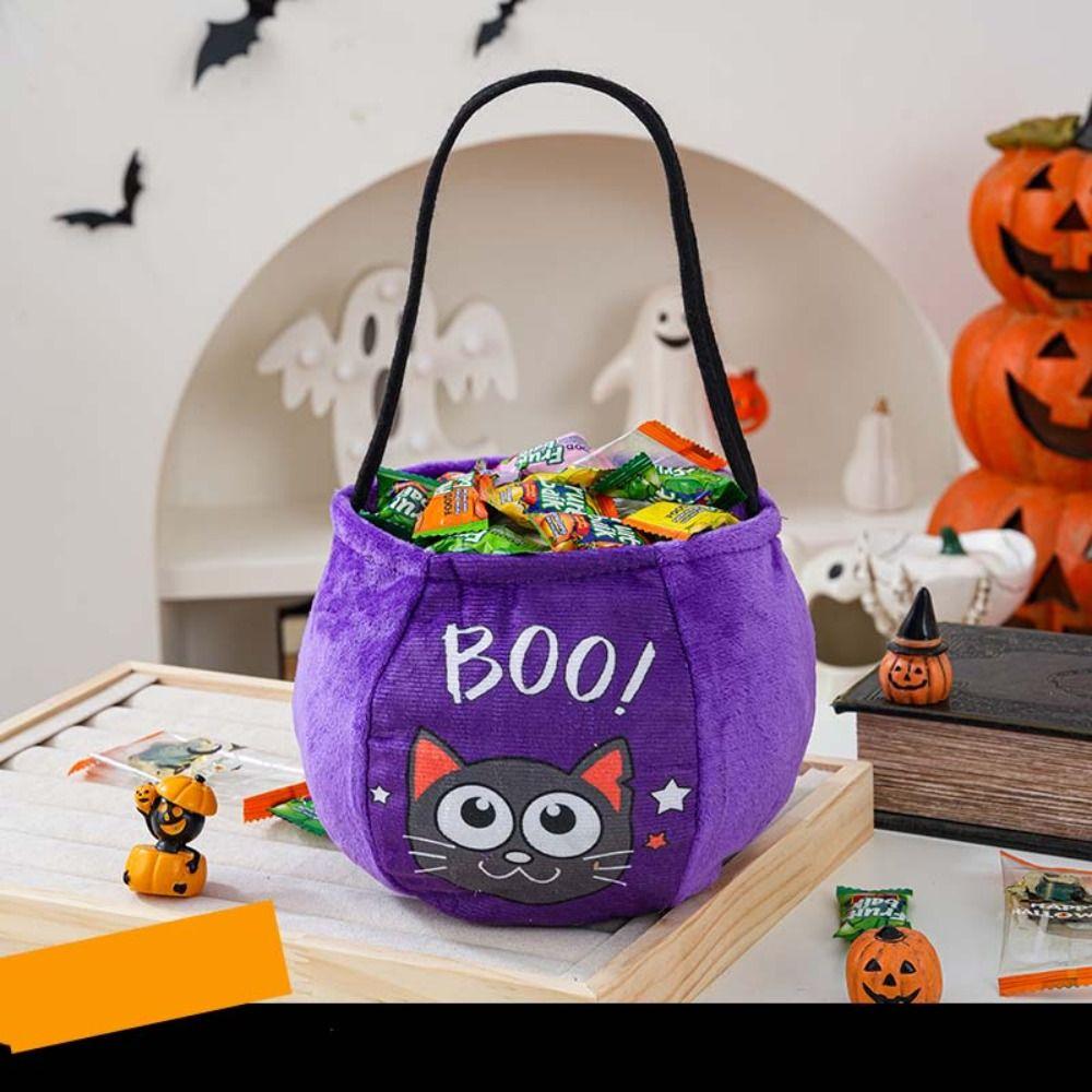 Gifts Pouch Halloween Candy Bag Cloth Stuffed Cotton Tote Bags Funny Pumpkin Candy Bucket  Gift