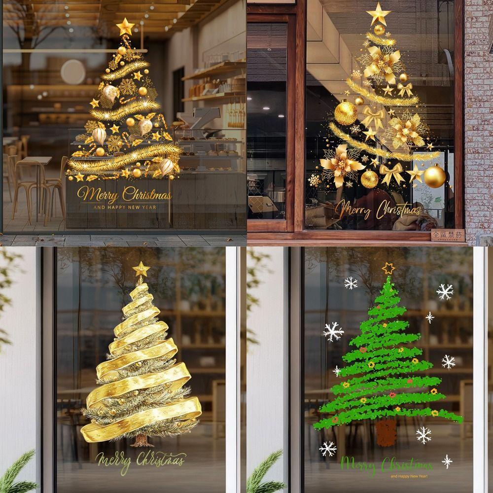 Santa PVC Christmas Window Stickers Reusable Electrostatic Xmas Wall Sticker Whole Sheet Christmas Window Decals Home Decor