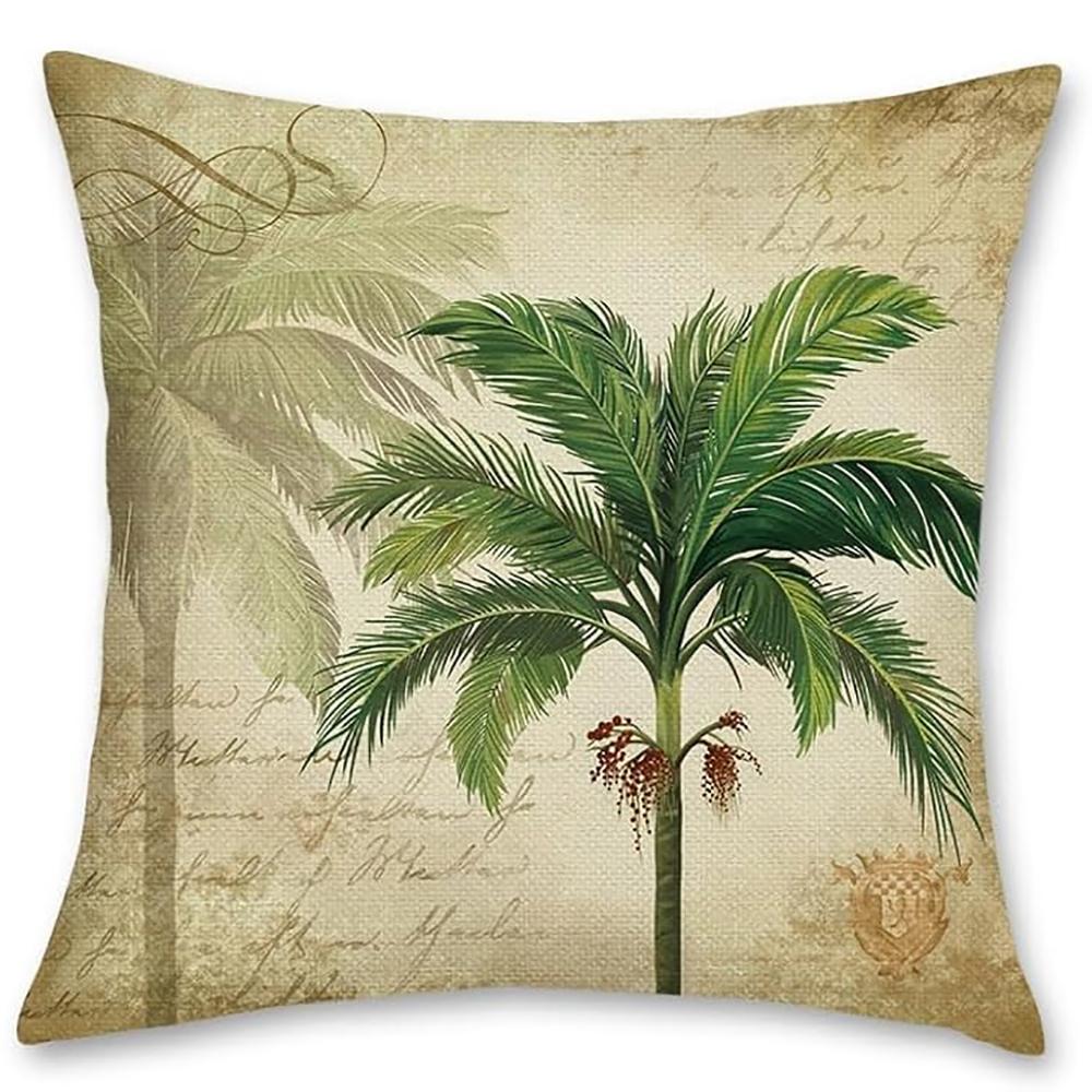 

Retro Coconut Grove, Tropical - style PillowcasesBedroom Sofa Decorative Cushion Cover with Zipper Pillowcase 16x16Inch