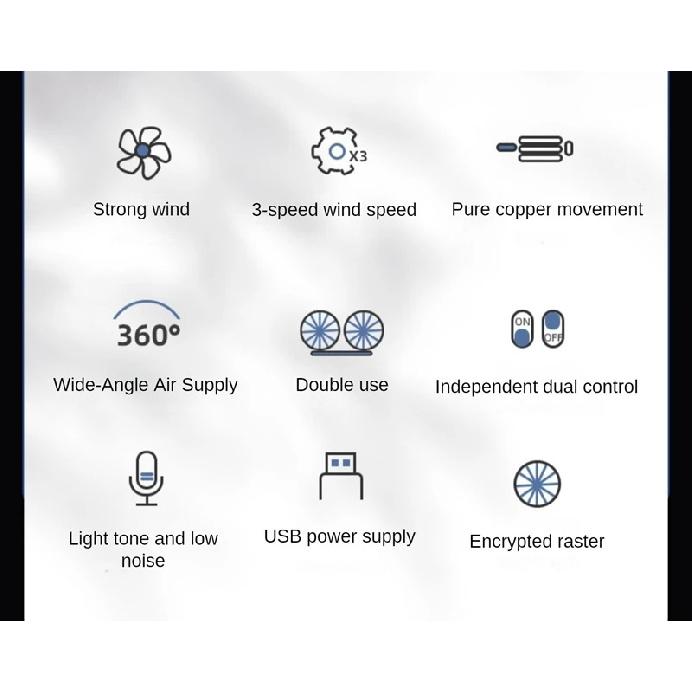 LEIBOO Car USB Fan Dual Head Cooling Air Fan Independent Switch 3-Speed 360 Degree Adjustable Auto Fan Car Electrical Appliances