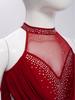 Jenter Latin Dansedrakt Rynket Mesh Design Utringning Dusker Glimrende Rhinestones Leotard med Matchende Hansker