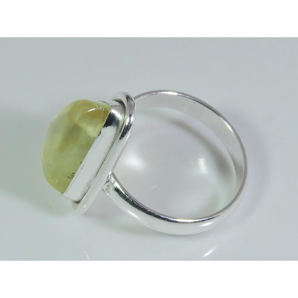 Natural Prehnite 925 Solid Sterling Silver Ring Size US-7 PG-77