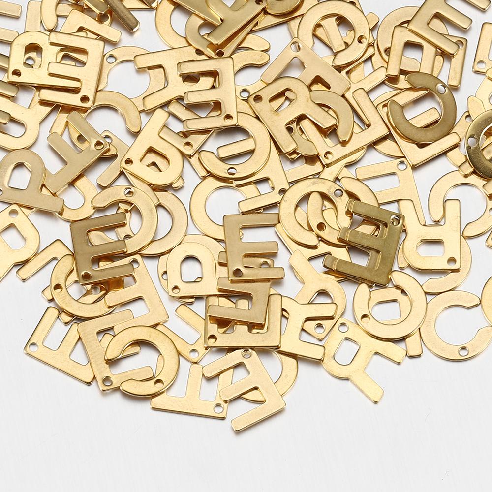 50pcs Mixed Stainless Steel Letter Charms Initial A-Z Single Alphabet Beads Pendants for Bracelet Necklace Jewelry Making DIY