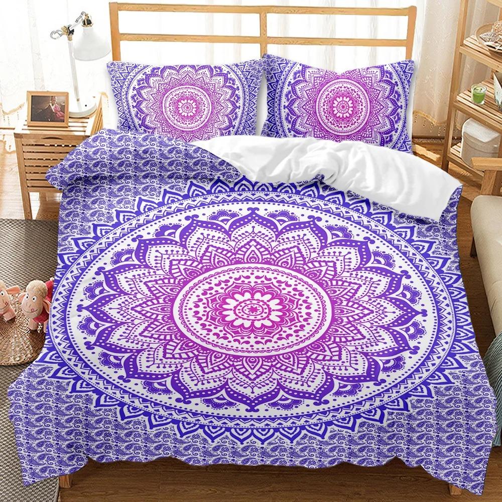 Mandala Duvet Cover Set King Bedding Set Soft Comforter Cover With 1/2pcs Pillow Shams For Kids Adults Microfiber Quilt Cover