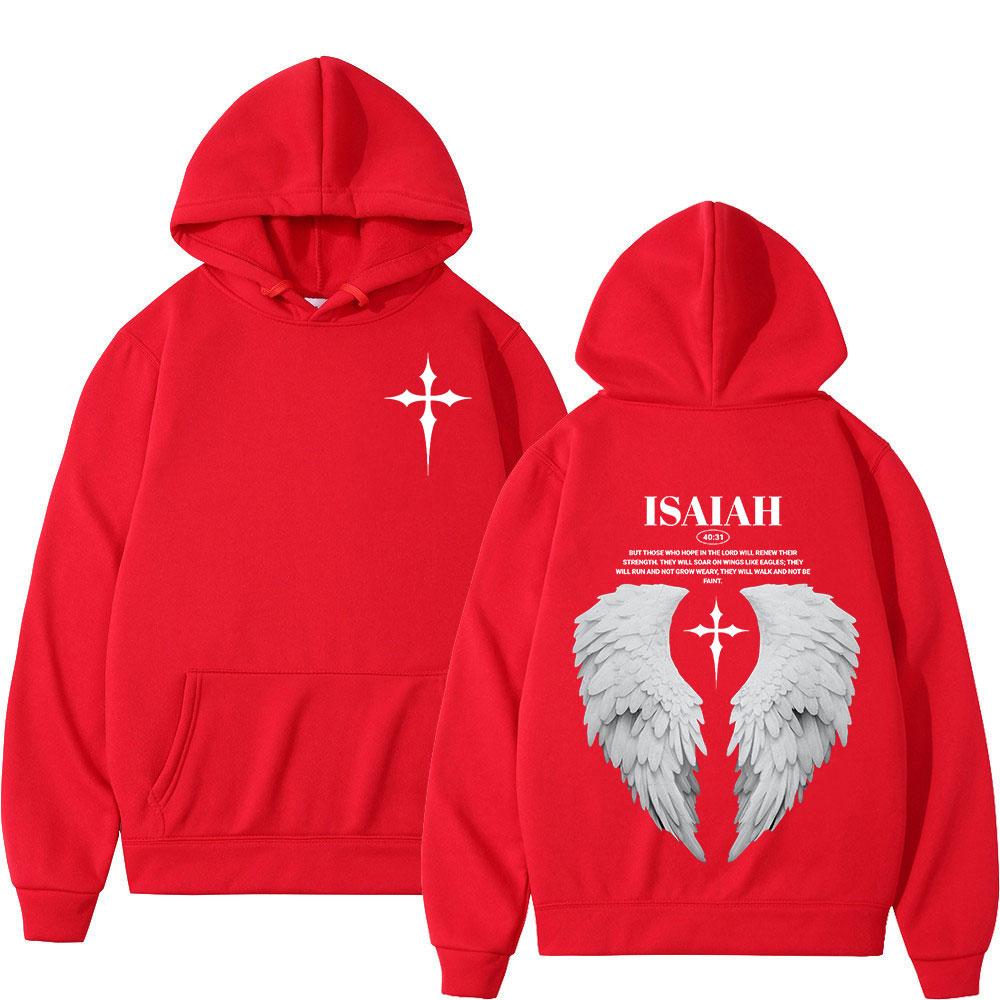 Aesthetic Christian Jesus Wing Bible Verse Hoodies Men Women Fashion Harajuku Oversized Sweatshirt Casual Loose Fleece Pullovers