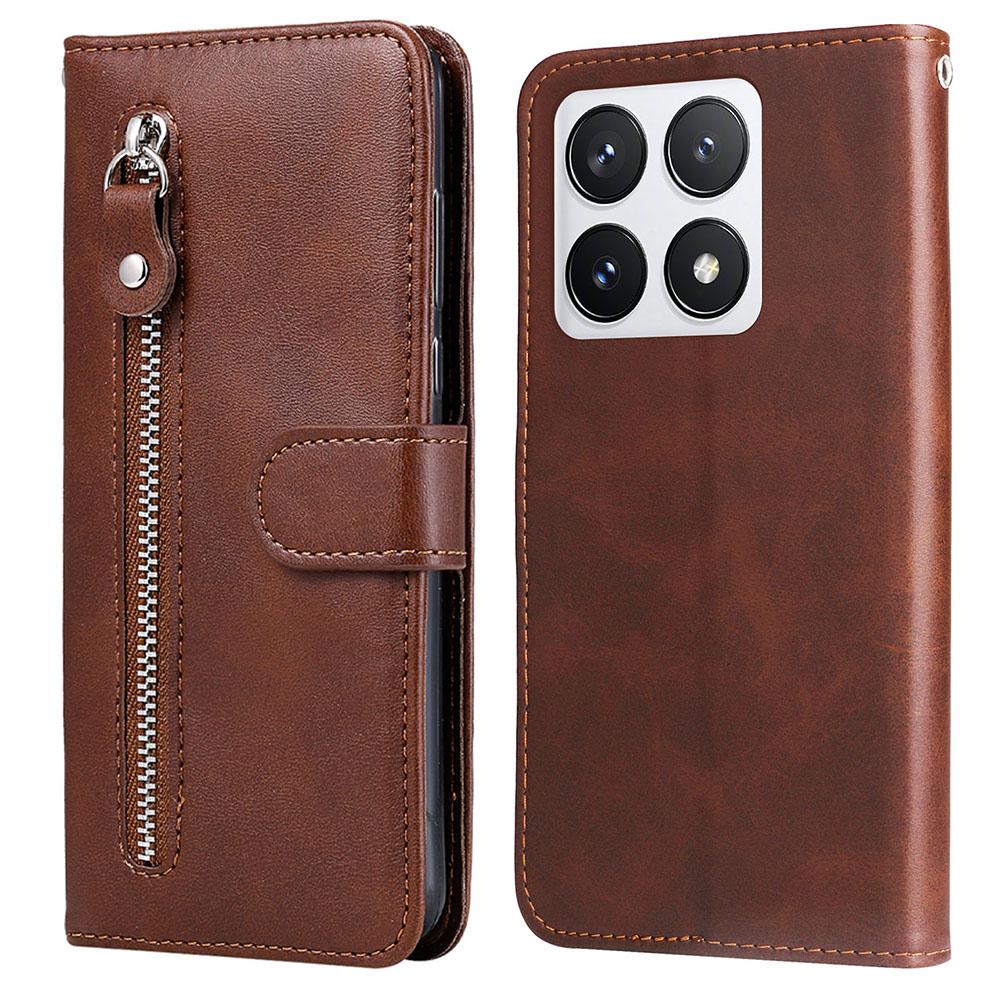 Etui na Xiaomi 14T Pro Portfel na zamek błyskawiczny Tekstura skóry cielęcej Skórzane PU Pokrowiec na telefon