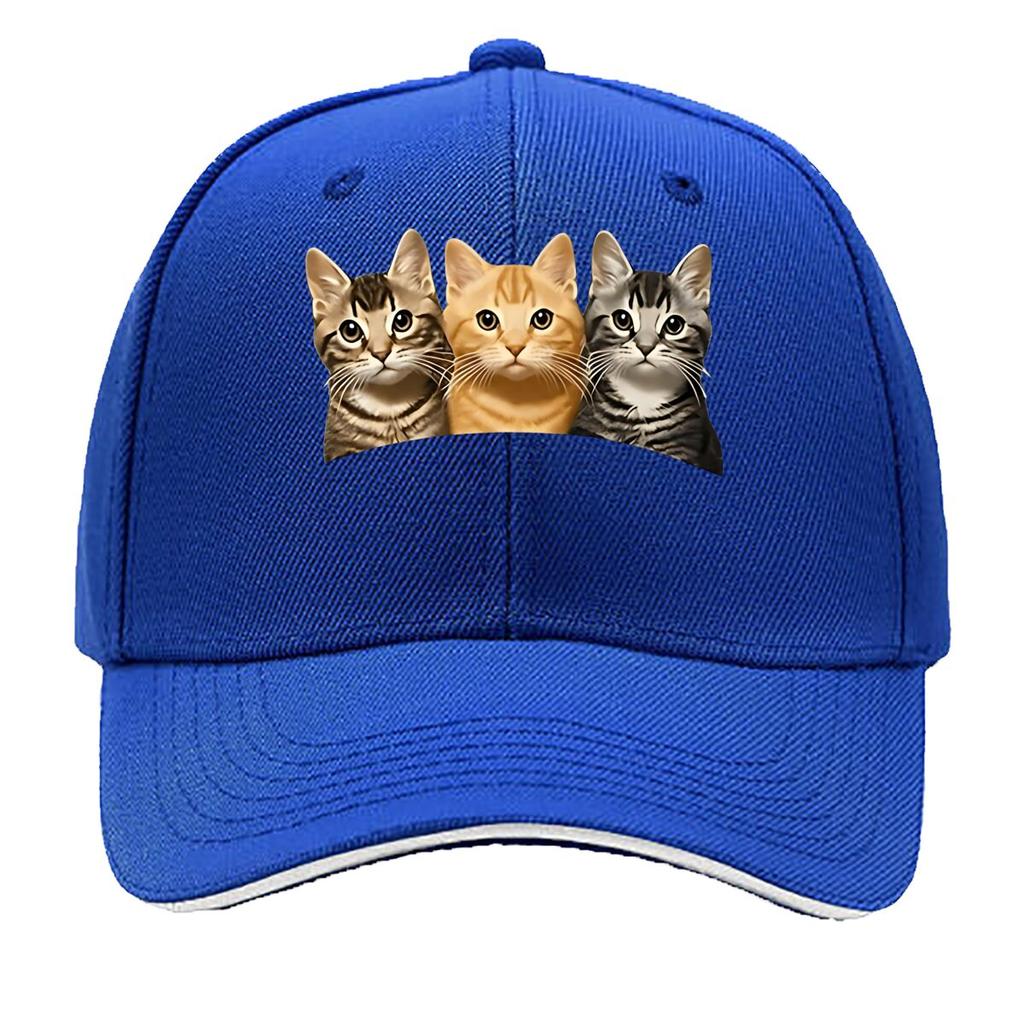 Fun ThreeCat Print Baseball Cap Outdoor Unisexs Casual Sports Bucket Hat Adjustable Vintage Baseball Sandwich Baseball Cap