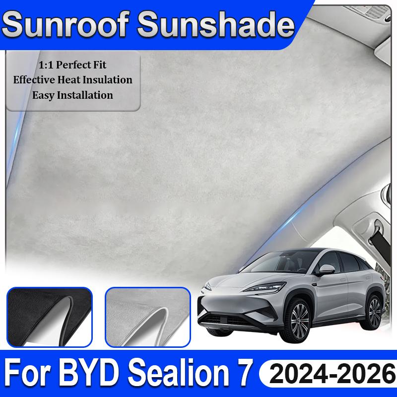 For BYD Sealion 7 Body Kit 07 EV 2024 2025 2026 Car Sunroof Sunshade Electrostatic Adsorption Sun UV Protection Skylight Curtain