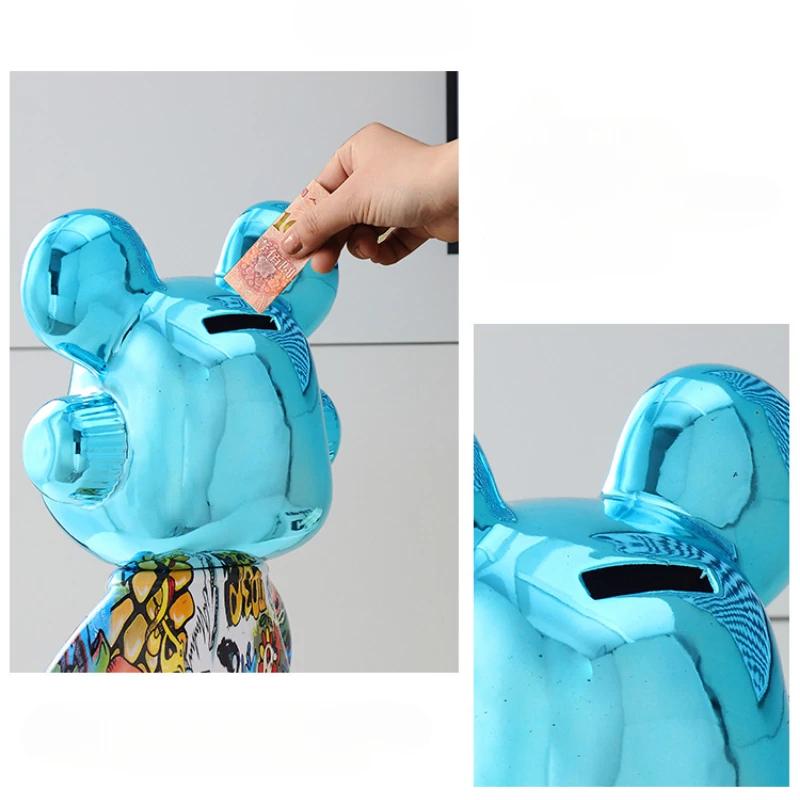 Colorful Fashion Bear Piggy Bank Animal Statue Modern Living Room Home Decoration Gift