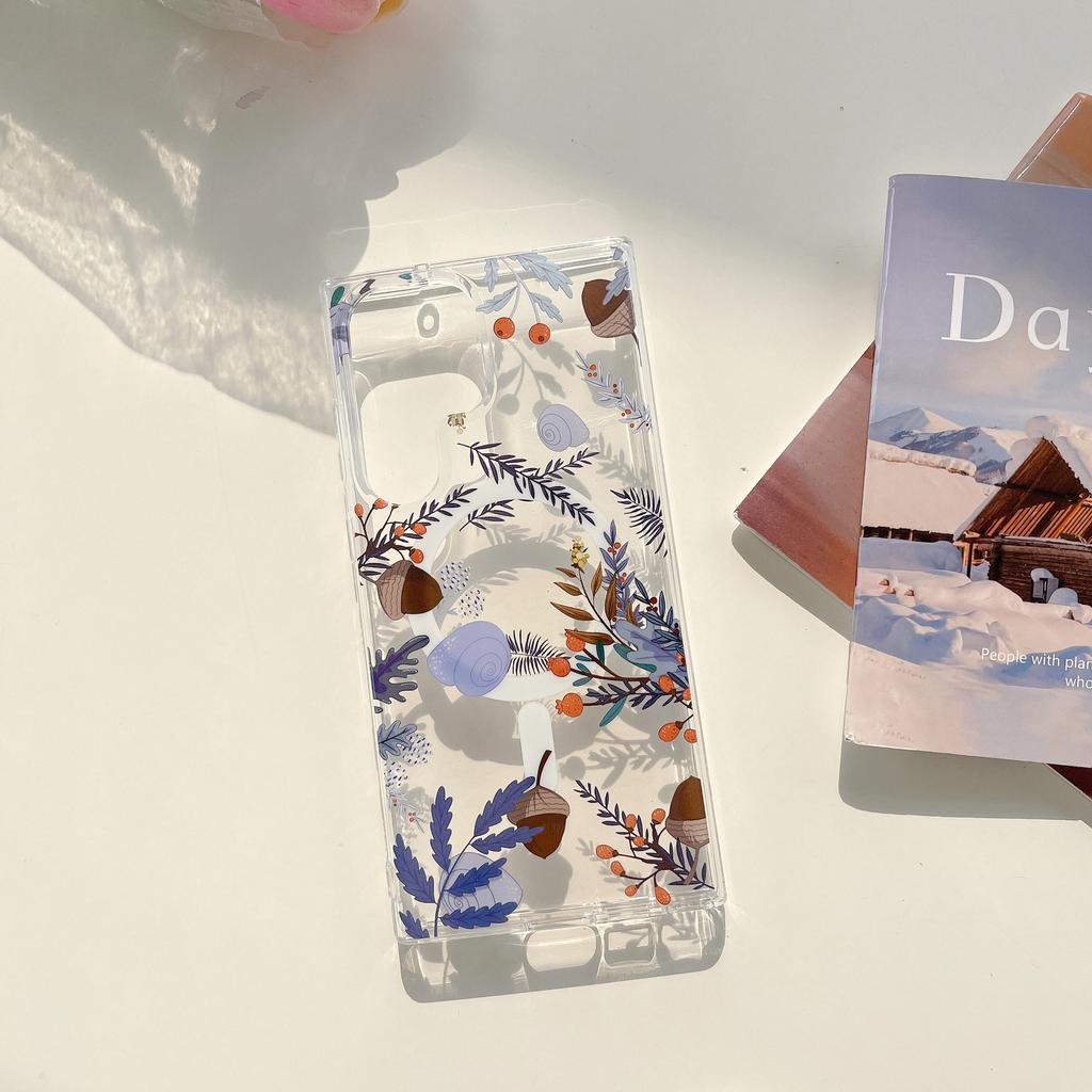 Suitable for Samsung S25ultra Mobile Phone Case Double Sided Magnetic Suction S23FE Stamen High Transparent Anti Fall S24U Protective Case A56