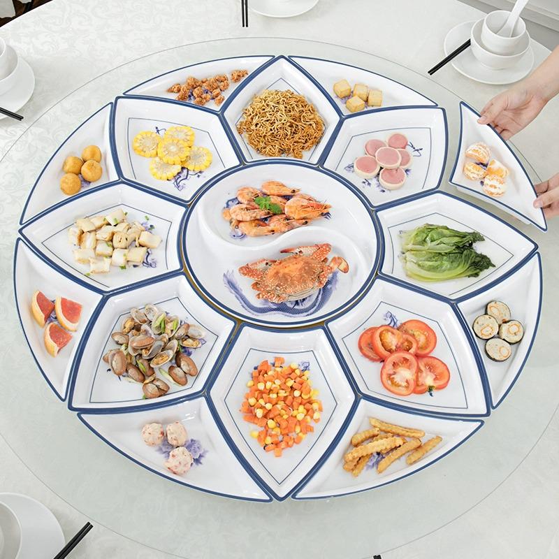 Melamine Platter & Tableware Set: Bowl, Plate, and Dish Set for Hot Pot & New Year's Eve Dinner.