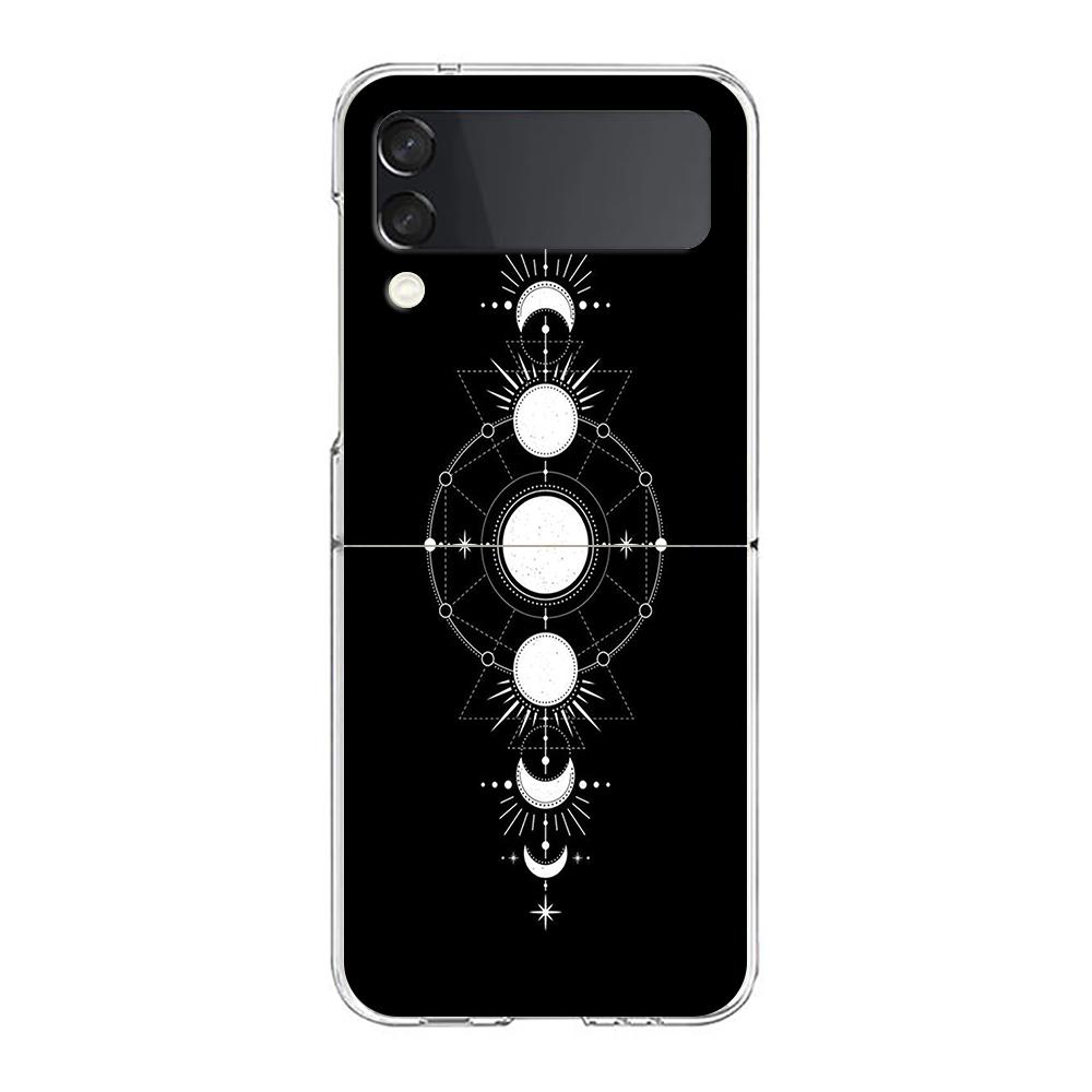 Phone Case For Samsung Galaxy Z Flip 3 4 5 Hard Folding Clear PC Bumper Planet and starry sky art For Samsung Z Flip 6 Cover