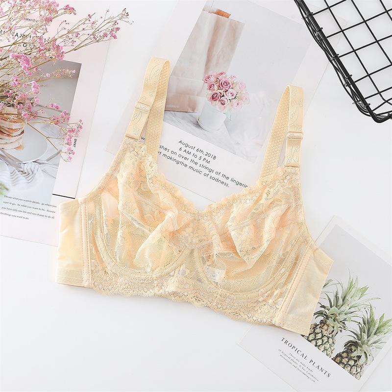 Full Size Thin Underwire Bra for Large Breasts No Cotton Thin Lace Underwear