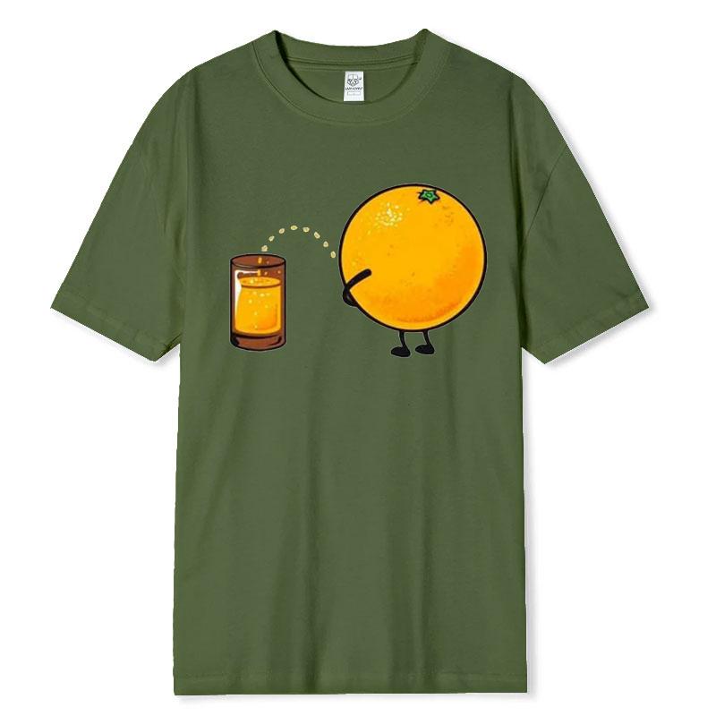 Orange Juice Tshirt Peeing Design Super Cool Gift Top Tee Funnuyny for Men Women Couple Best Present Novelty Graphic T Shirt