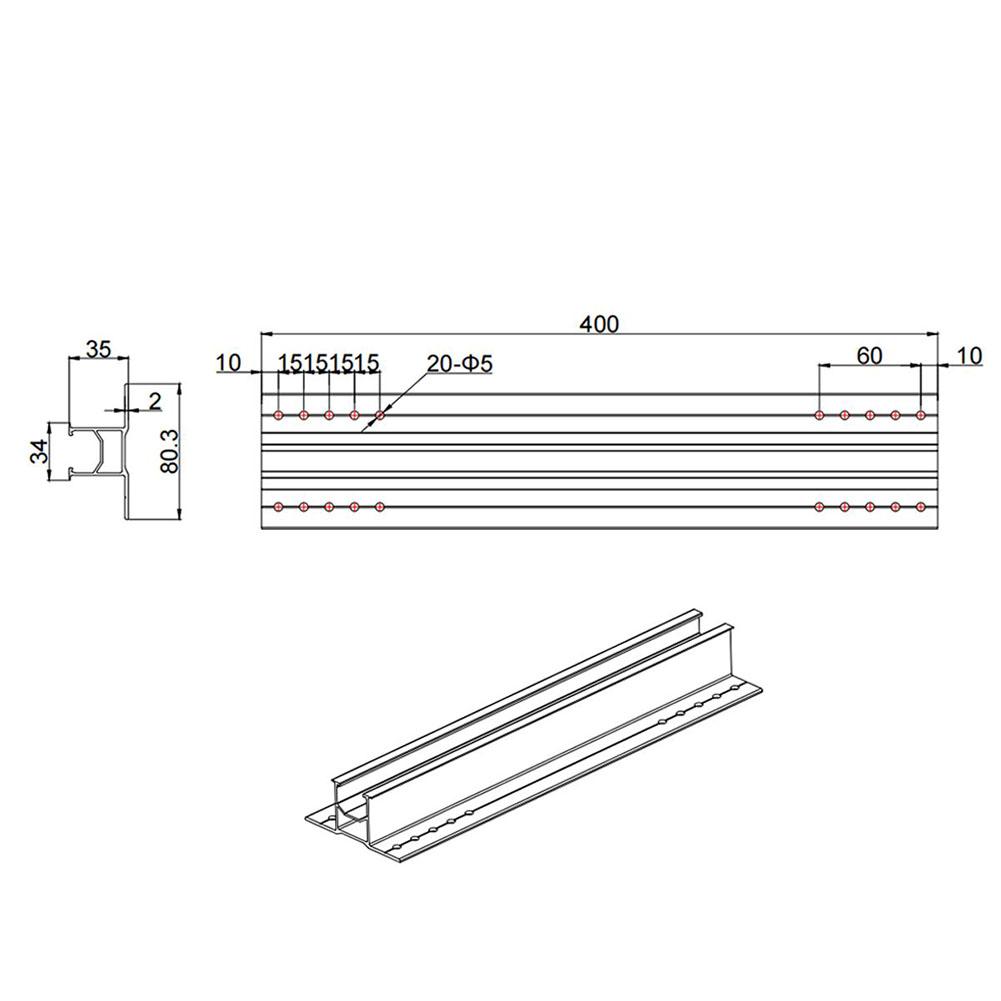 High Quality Solar Mounting Rails 1Set Backup Mini Rail Aluminum Alloy Silver Aluminum Aquaculture Electronics