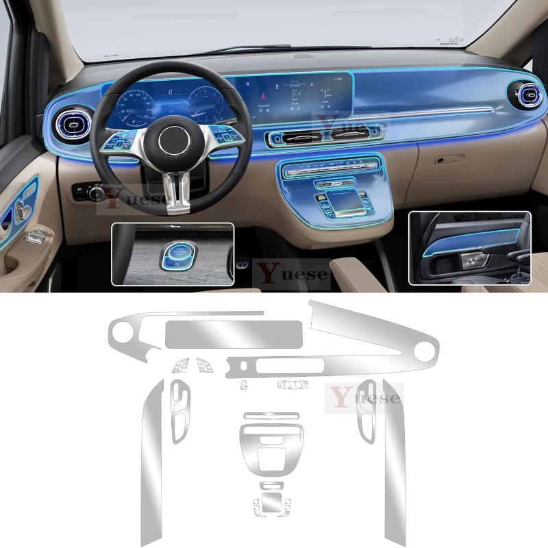 For Mercedes-Benz V-Class 2024-2025 Car Interior Center Console Transparent TPU Protective Film Anti-scratch Sticker