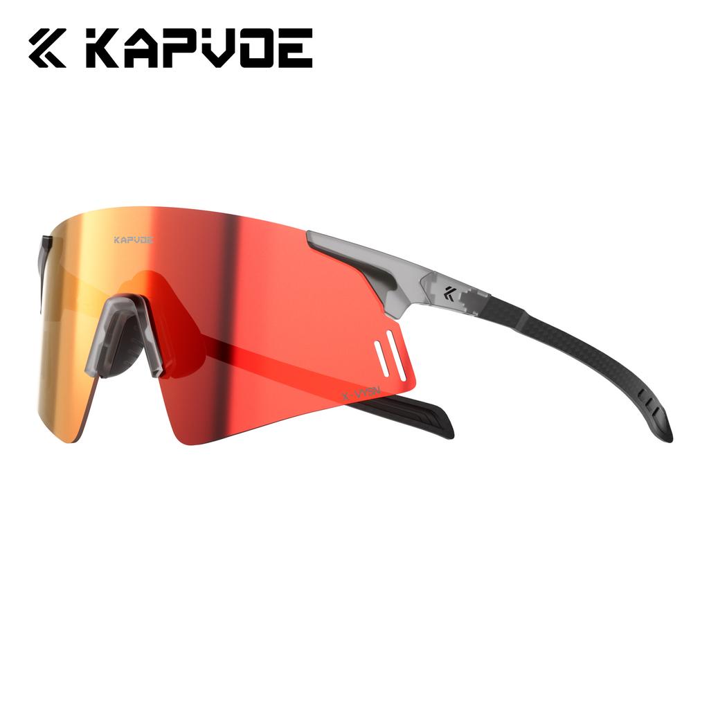 Kapvoe Lightweight Photochromic Rimless Sunglasses Real Carbon Fiber Cycling Glasses UV400 MTB Bike Running Men Sports Eyewear