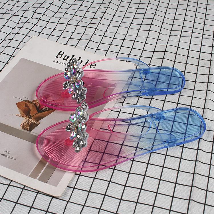 Yuzhihao Women s Summer Gradient Rhinestone Flip-Flop Sandals 37