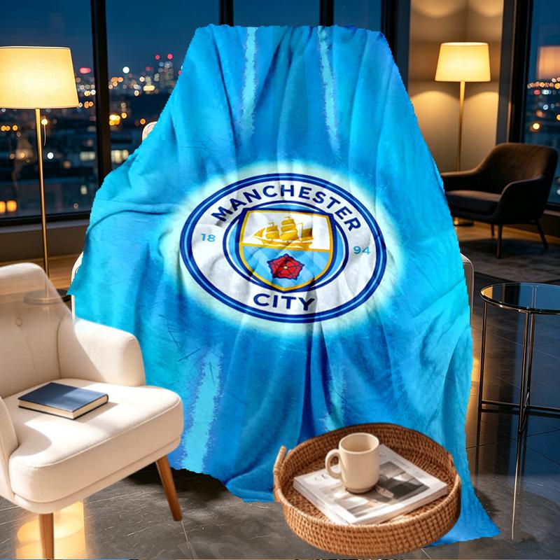 Manchester City FC Print Blanket - Soft & Comfortable, for Bedroom, Travel, Sofa, Home Decoration - Birthday Christmas Gift for Friend